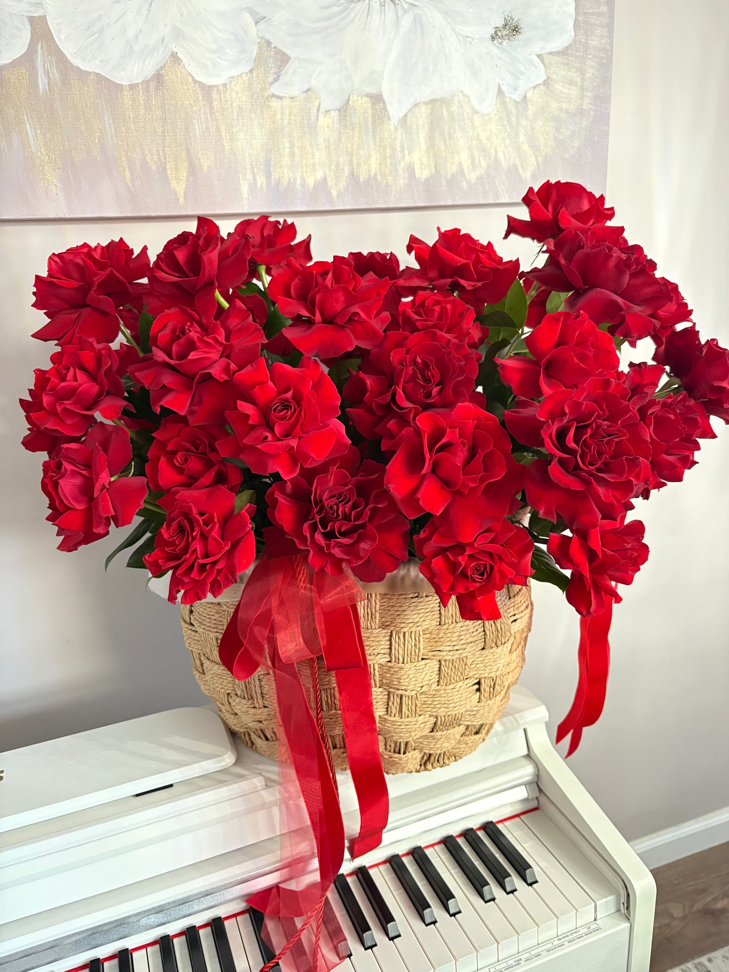 Royal Crimson: Premium Red Rose Basket