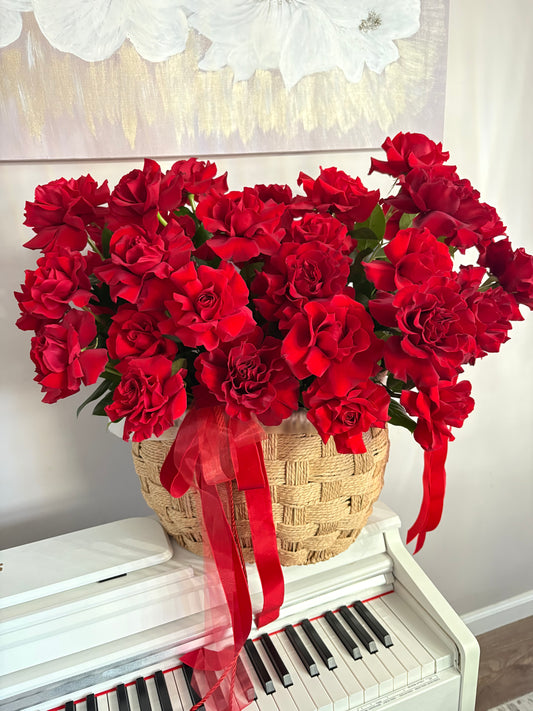 Royal Crimson: Premium Red Rose Basket